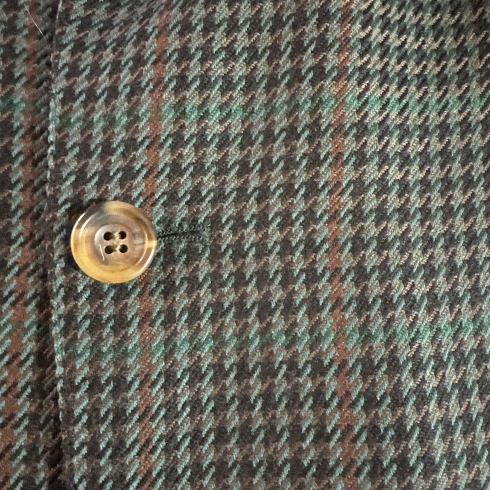 Southampton Blazer 44L Wool Tweed Green Brown Houndstooth Suit Jacket Sport Coat